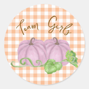 Pink Kürbis Zwilling Geschlecht Enthüllung Team Mä Runder Aufkleber