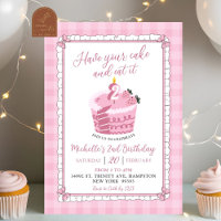 Pink Lace Bow essen Ihren Kuchen und essen ihn Geb