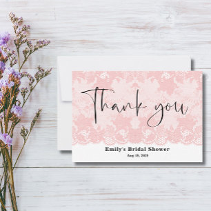 Pink Lace Brautparty Danke Karte