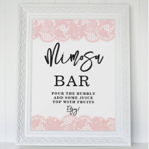 Pink Lace Brautparty Mimosa Bar Poster