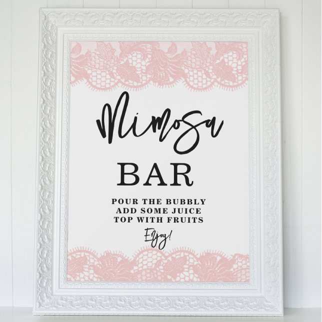 Pink Lace Brautparty Mimosa Bar Poster (Von Creator hochgeladen)