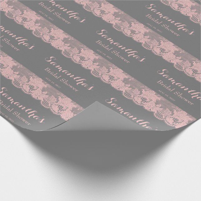 Pink Lace Brautparty Wrapping Paper Geschenkpapier (Ecke)