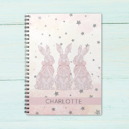 Pink Lace Bunny Stars Muster Notizblock