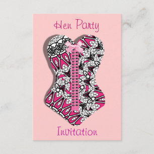 Pink Lace Corset Girlie Hen Party Personalisiert I Einladung