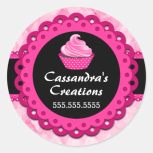 Pink Lace Cupcake Bäckerei Box Siegel Runder Aufkleber
