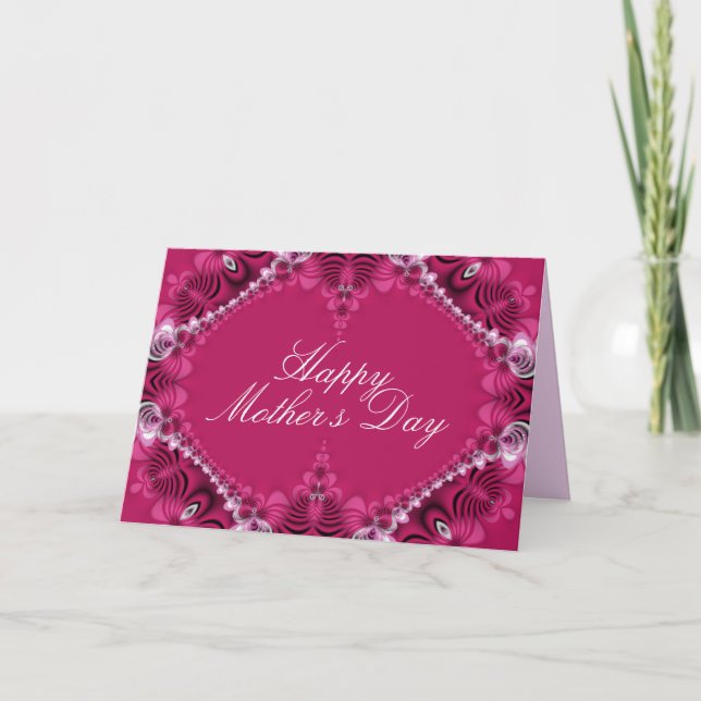 Pink Lace Elegante Mothers Day Card Karte (Vorderseite)