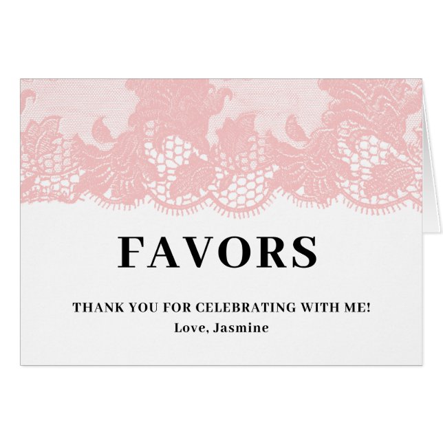 Pink Lace  Favors Paper Tent (Vorderseite (Horizontal))