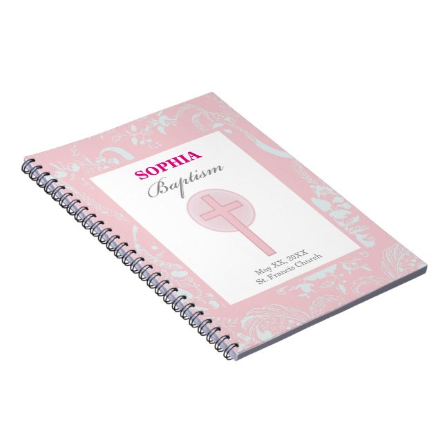 Pink Lace Girl Baptisse Notizblock (Rechte Seite)