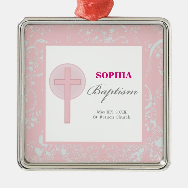 Pink Lace Girl Baptisse Silbernes Ornament (Vorne)