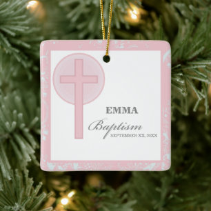 Pink Lace Girl Taufe Personalisiert Keramikornament