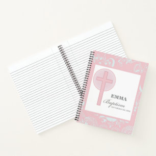 Pink Lace Girl Taufe Personalisiert Notizbuch