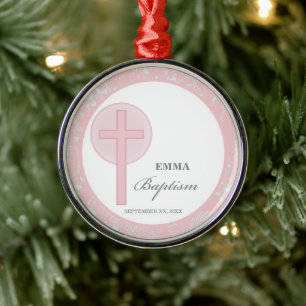 Pink Lace Girl Taufe Personalisiert Ornament Aus Metall