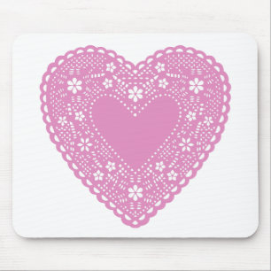 Pink Lace Heart Mousepad