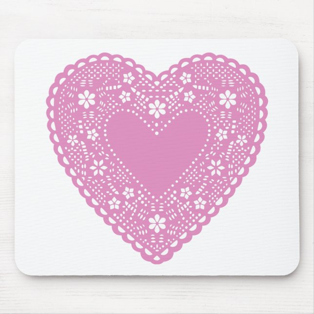 Pink Lace Heart Mousepad (Vorne)