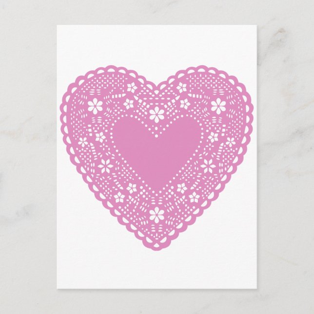 Pink Lace Heart Postkarte (Vorderseite)