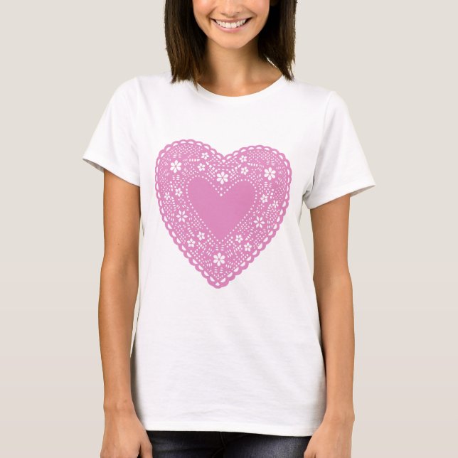 Pink Lace Heart T-Shirt (Vorderseite)