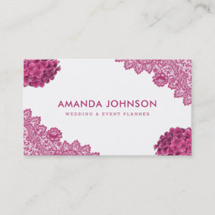 Pink Lace Hydrangea Floral Wedding Event Planner Visitenkarte