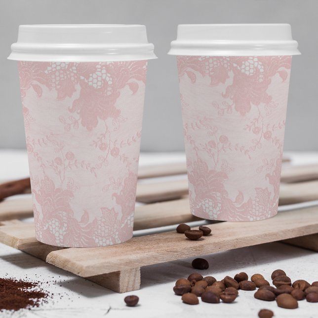 Pink Lace Kaffee Bar Paper Cups Pappbecher (Von Creator hochgeladen)