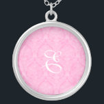 Pink Lace Monogram Sterling Silver Neklace Versilberte Kette<br><div class="desc">Schöne Spitzen Sterling Silber Necklace - die Hintergrundfarbe kann geändert werden. Gut als Gastgeschenk Hochzeit,  Hochzeitsgeschenk,  Geburtstagsgeschenk oder Urlaubspensum.</div>