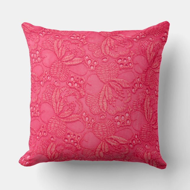 Pink Lace Pattern - Zartes Blumenmuster Kissen (Vorderseite)