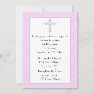 Pink Lace Taufe Christening Einladung