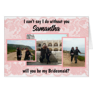Pink Lace Werden Sie meine Bridesmaid Faltkarte se