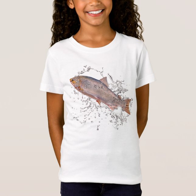 Pink Lachs T - Shirt für Mädchen (Vorderseite)