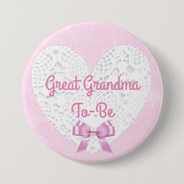 Pink Lacy Great Oma zum Baby Duschknopf Button (Vorderseite)