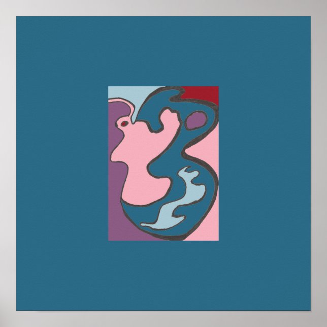 Pink Lady Flutterfly Mini Print mit doppelter Gren Poster (Vorne)