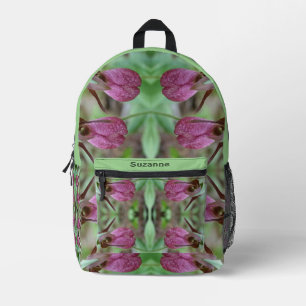Pink Lady Slipper Orchid Blume Personalisiert Bedruckter Rucksack