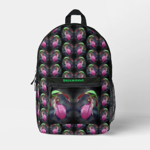 Pink Lady Slipper Orchid Blume Personalisiert Bedruckter Rucksack