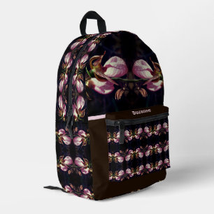 Pink Lady Slipper Orchid Blume Personalisiert Bedruckter Rucksack
