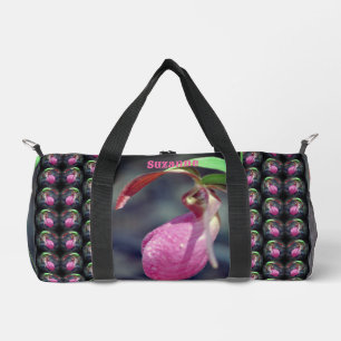 Pink Lady Slipper Orchid Blume Personalisiert Duffle Bag