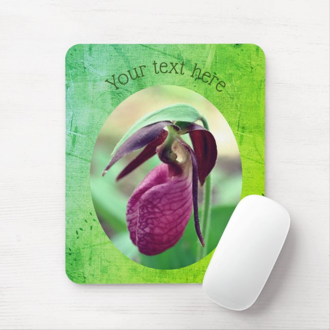 Pink Lady Slipper Orchid Blume Personalisiert  Mousepad (Mit Mouse)