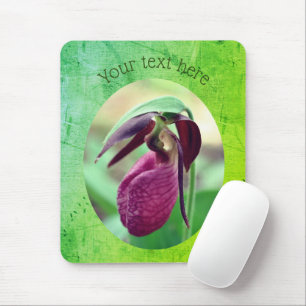 Pink Lady Slipper Orchid Flower Personalized  Mousepad
