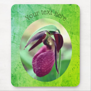 Pink Lady Slipper Orchid Flower Personalized Mousepad