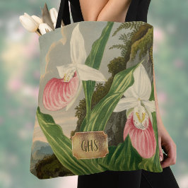 Pink Lady Slipper Vintage Floral Orchidee Monogram
