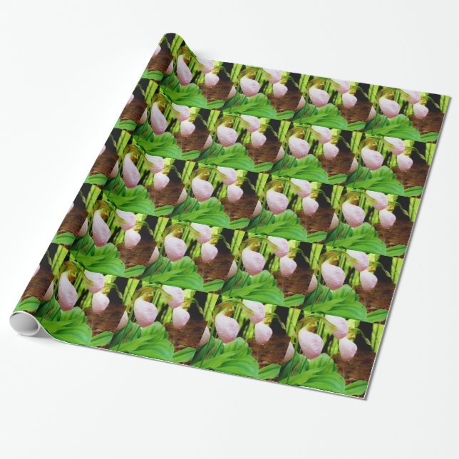 Pink Lady Slipper Wild Orchid Geschenkpapier (Ungerollt)