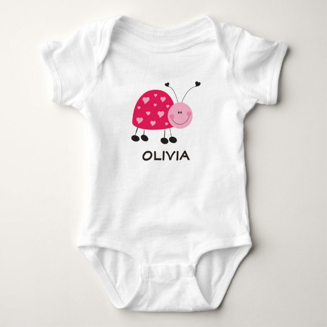 Pink Ladybug Baby Jersey Bodysuit Strampler (Vorderseite)