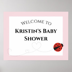 Pink Ladybug Babydusche Begrüßungszeichen Poster