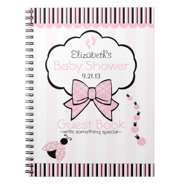 Pink Ladybug Babydusche Gästebuch- Notizblock (Vorderseite)