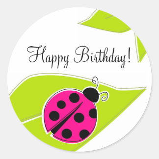 Pink Ladybug Cupcake Toppers Runder Aufkleber