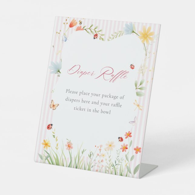 Pink Ladybug Floral Garden Diaper Raffle Sockelschild (Vorderseite)
