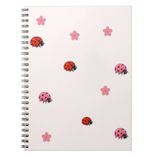 Pink Ladybug Garden Pattern Notebook Notizblock