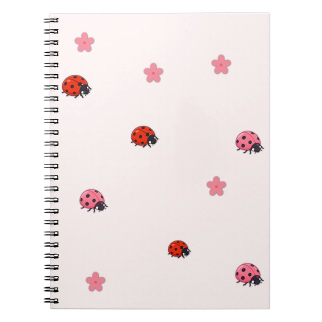Pink Ladybug Garden Pattern Notebook Notizblock (Vorderseite)