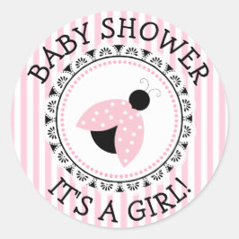 Pink Ladybug Girl Shower Stickers