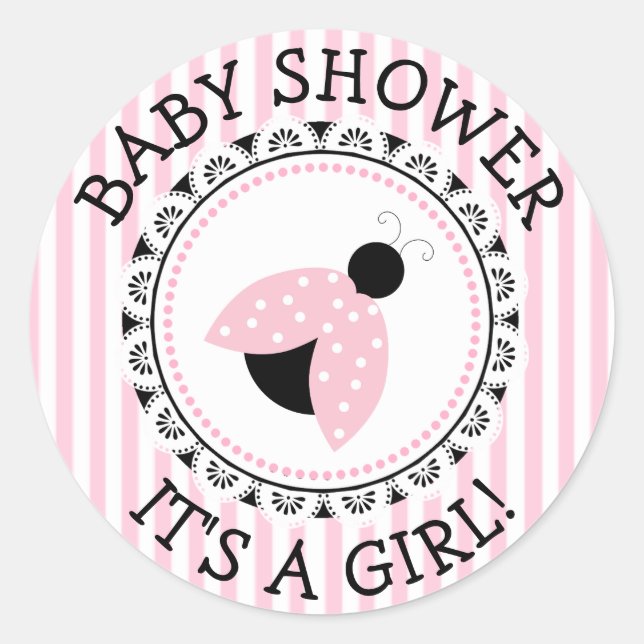 Pink Ladybug Girl Shower Stickers (Vorderseite)