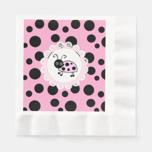 Pink Ladybug Girl's Baby Shower Serviette