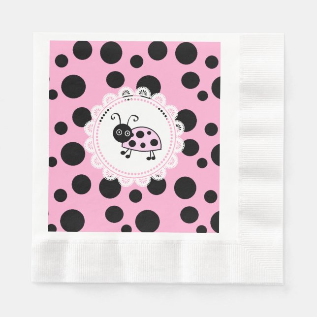 Pink Ladybug Girl's Baby Shower Serviette (Vorderseite)