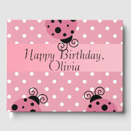 Pink Ladybug Happy Birthday Guestbook Gästebuch